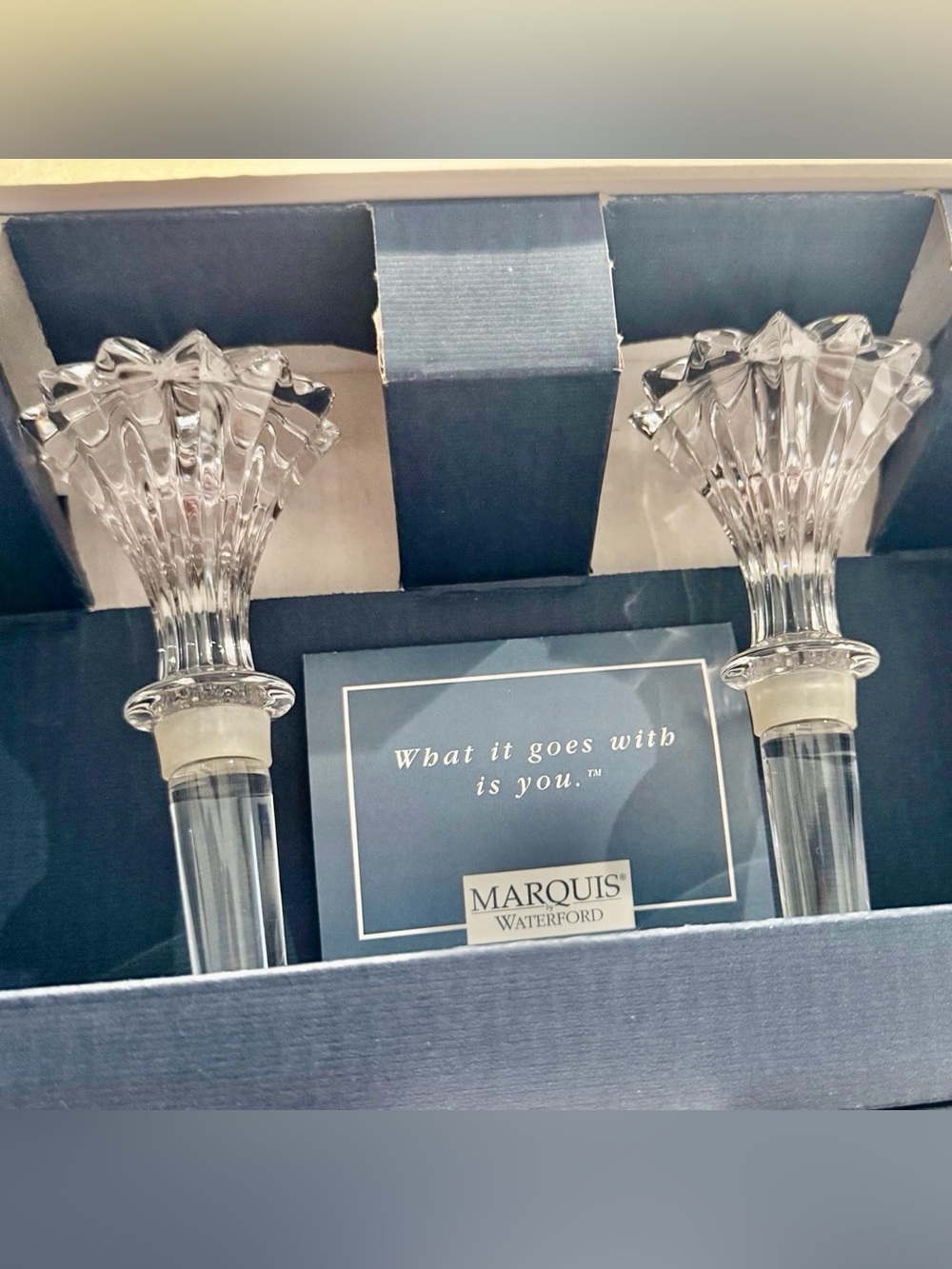 Marquis by Waterford Brookside Crystal Wine Stoppers set of 2 with Austria Box